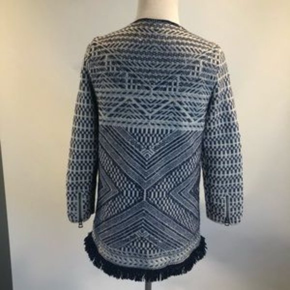 Lucky Brand Navy Fringe Open Sweater Coat SZ S - Picture 6 of 9